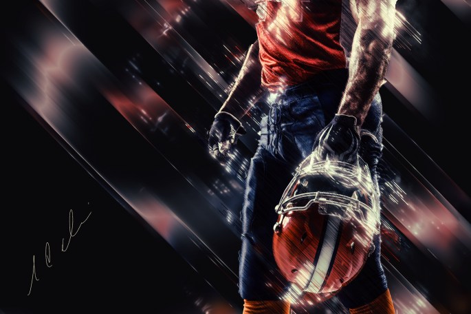 American football sportsman player in stadium