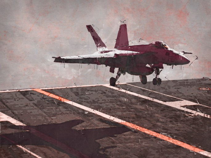 F/A - 18E lands on Nimitz